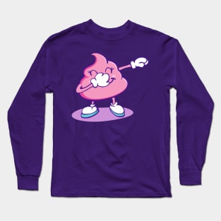 Dabbing Pink Poop Emoji Long Sleeve T-Shirt